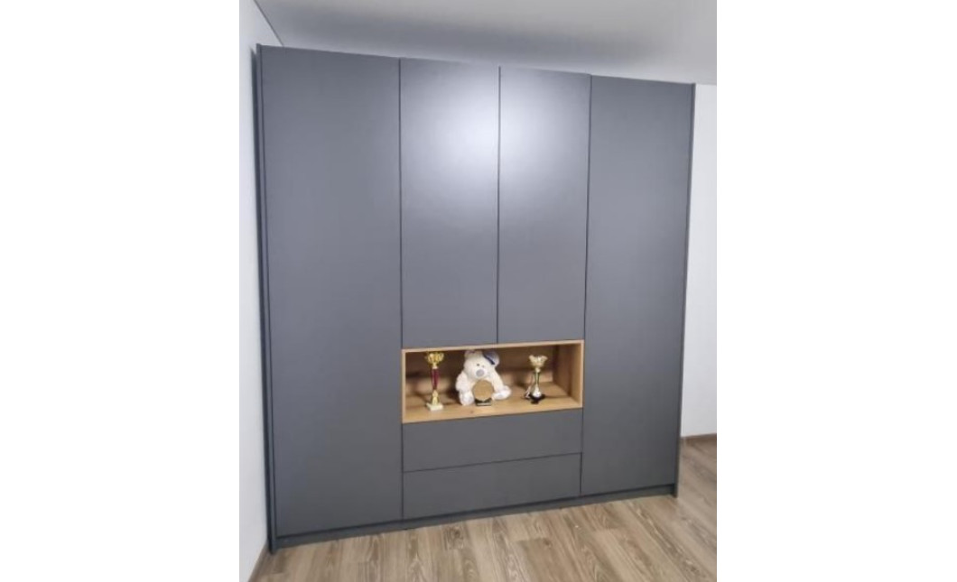 Nyílóajtós gardróbszekrény Doros Dale Antracit/Ewok tölgy 4 ajtó 206x52x220 (44900527)