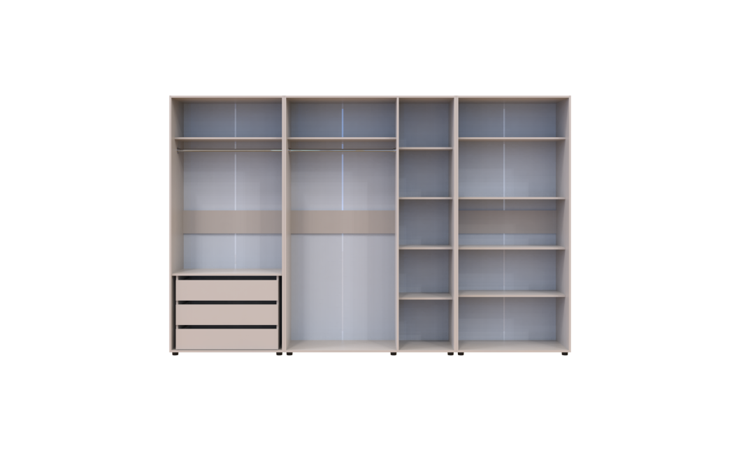Gardróbszekrény polcokkal és fiókokkal Doros Kasper Kasmír 2+3+2 ajtó 315x48x204 (42005738)