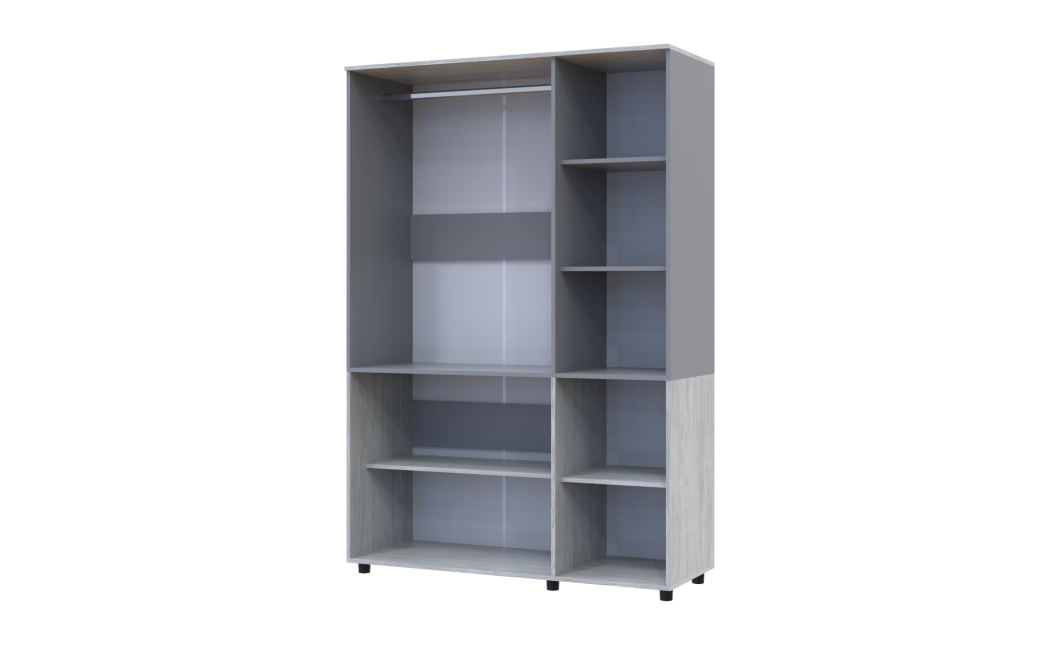 Nyílóajtós gardrobszekrény Doros Thorn Natti Lúcc/Szürke 3 ajtó vállfás 135x51,6x200 (44900511)