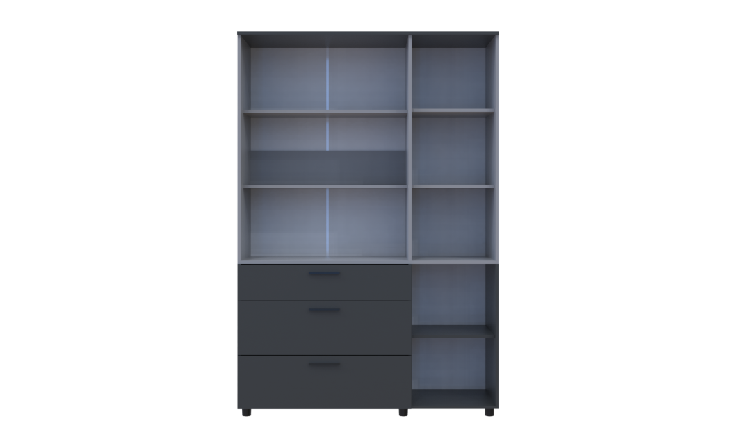 Nyílóajtós gardrobszekrény Doros Thorn Antracit/Szürke 3 ajtó/3 fiók polcokkal 135x51,6x200 (44900522)