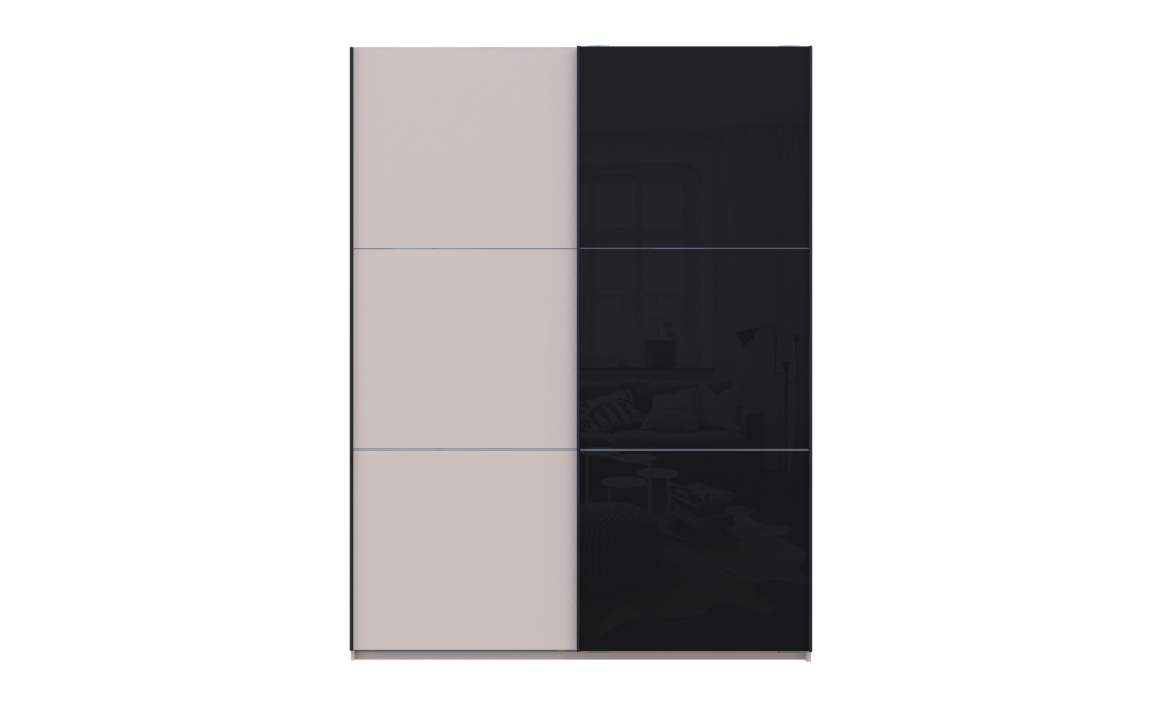 Tolóajtós gardróbszekrény Doros G-Caiser Kasmír / Fekete 1 bútorlap / 1 üveg 3 rész 180x60x240 (42005323)
