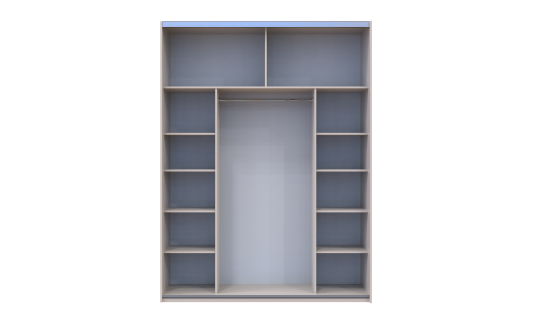 Tolóajtós gardróbszekrény Doros G-Caiser Kasmír / Fehér 1 bútorlap / 1 üveg 3 rész 180x60x240 (42005322)