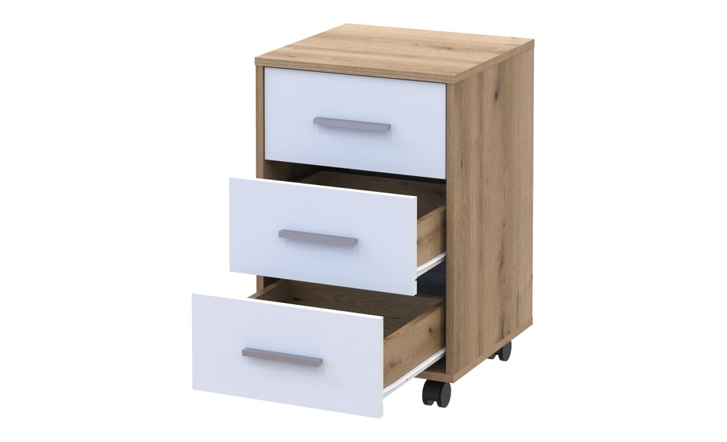 Kerekes szekrény Doros T3 Ewok tölgy / Fehér 43x42x66,4 (41901068)