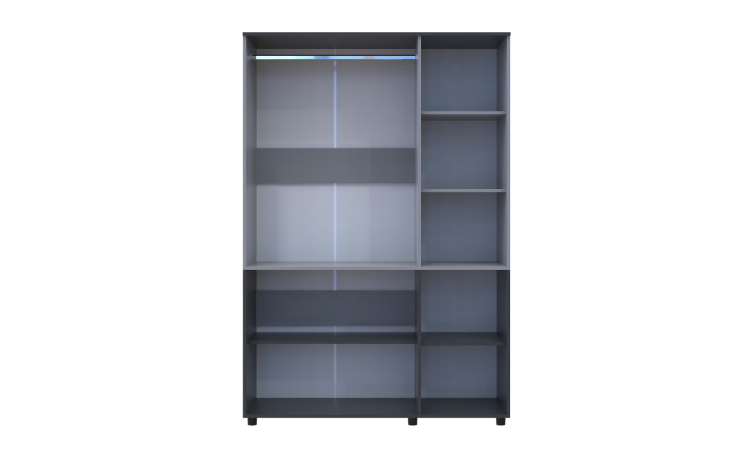 Nyílóajtós gardrobszekrény Doros Thorn Antracit/Szürke 3 ajtó vállfás 135x51,6x200 (44900519)