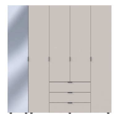 Nyílóajtós gardróbszekrény Doros Gelár kasmír 4 bútorlap / Tükör 194x49,5x203,4 (80737659)