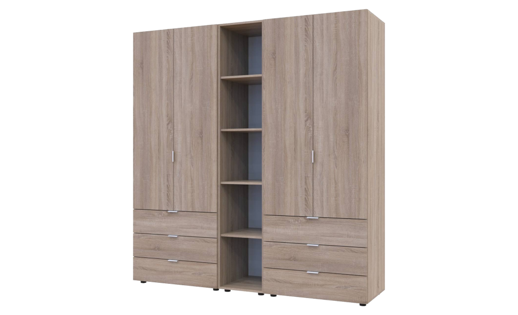 Gardróbszekrény szett Doros Gelár nyitott polccal 2+2 bútorlap 193,2x49,5x203,4 (42005044)