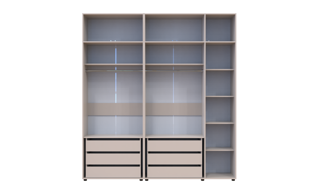 Gardróbszekrény fiókokkal és felsőszekrénnyel Doros Kasper Kasmír 2+3 ajtó 225x48x245 (42005554)