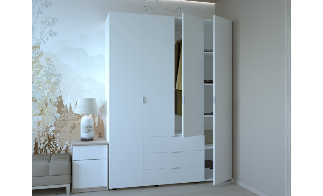Nyílóajtós gardróbszekrény Doros Gelár Fehér 4 bútorlap 155x49,5x203,4 (80397642)