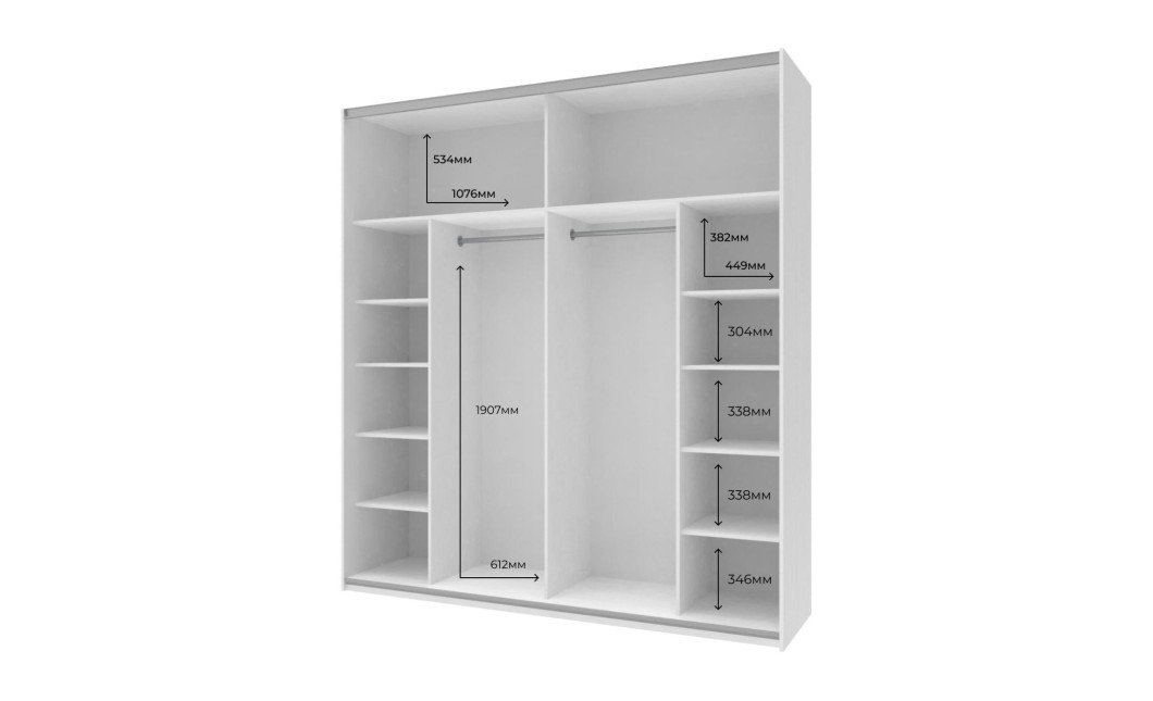 Tolóajtós gardróbszekrény Doros G-Caiser Fehér / Fehér Klondike 2 bútorlap / 5 rész 220x60x240 (42003001)