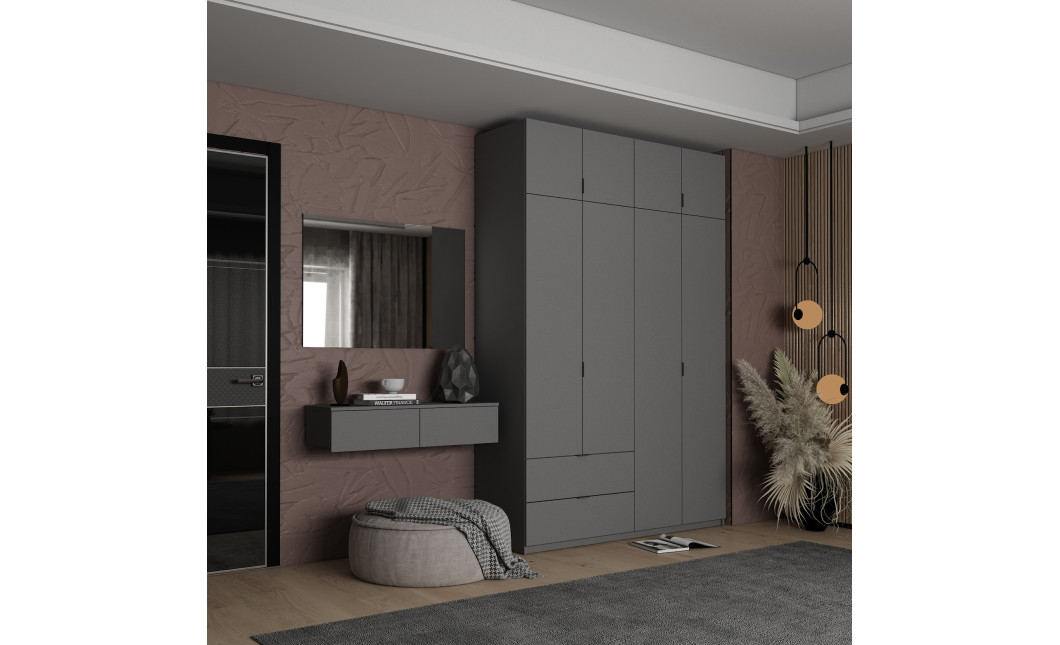 Smink asztal Doros Levia Grafitszürke 2F 100х32х22 (41516089)