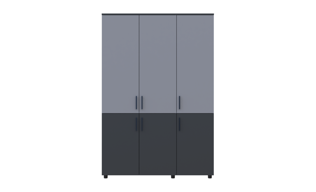 Nyílóajtós gardrobszekrény Doros Thorn Antracit/Szürke 3 ajtó polcokkal 135x51,6x200 (44900520)