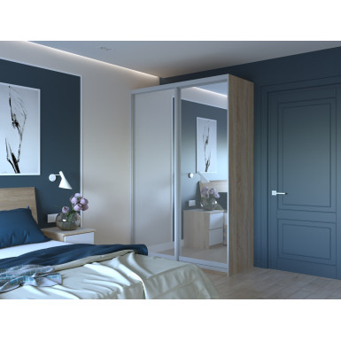 Tolóajtós gardróbszekrény Doros City light Sonoma tölgy 2 tükör 150х45х225 (42002038)
