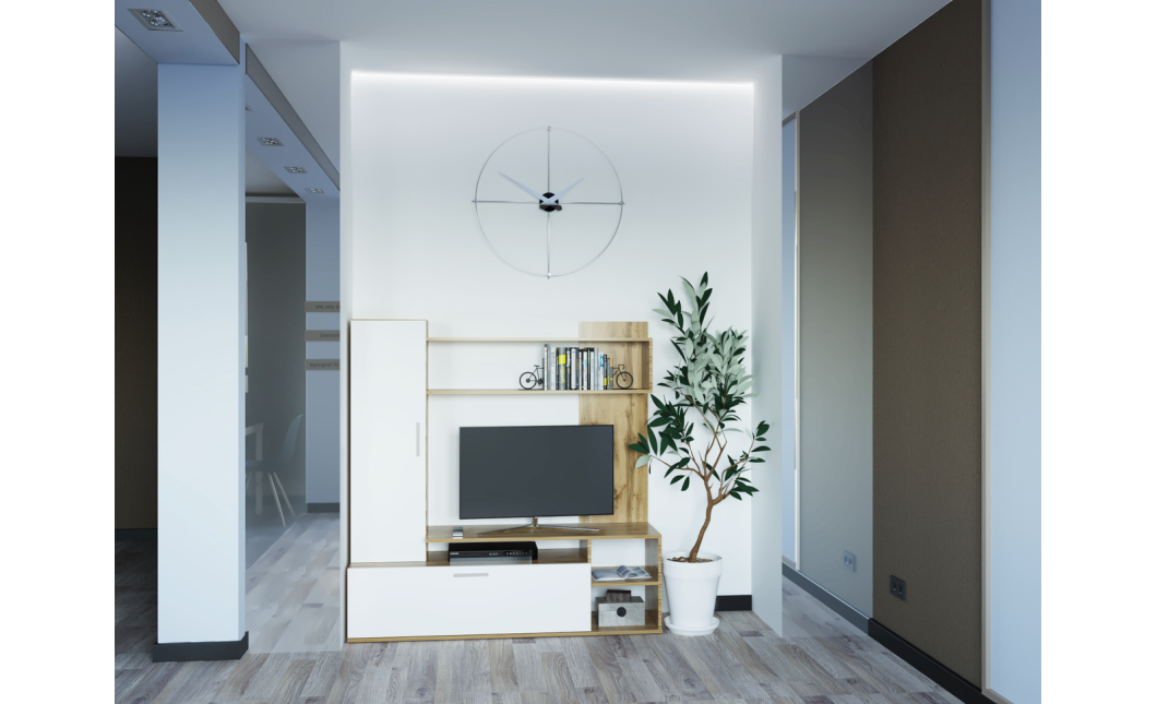 Szekrénysor Doros Kona Ewok tölgy / Fehér 151x40x147 (44900388)