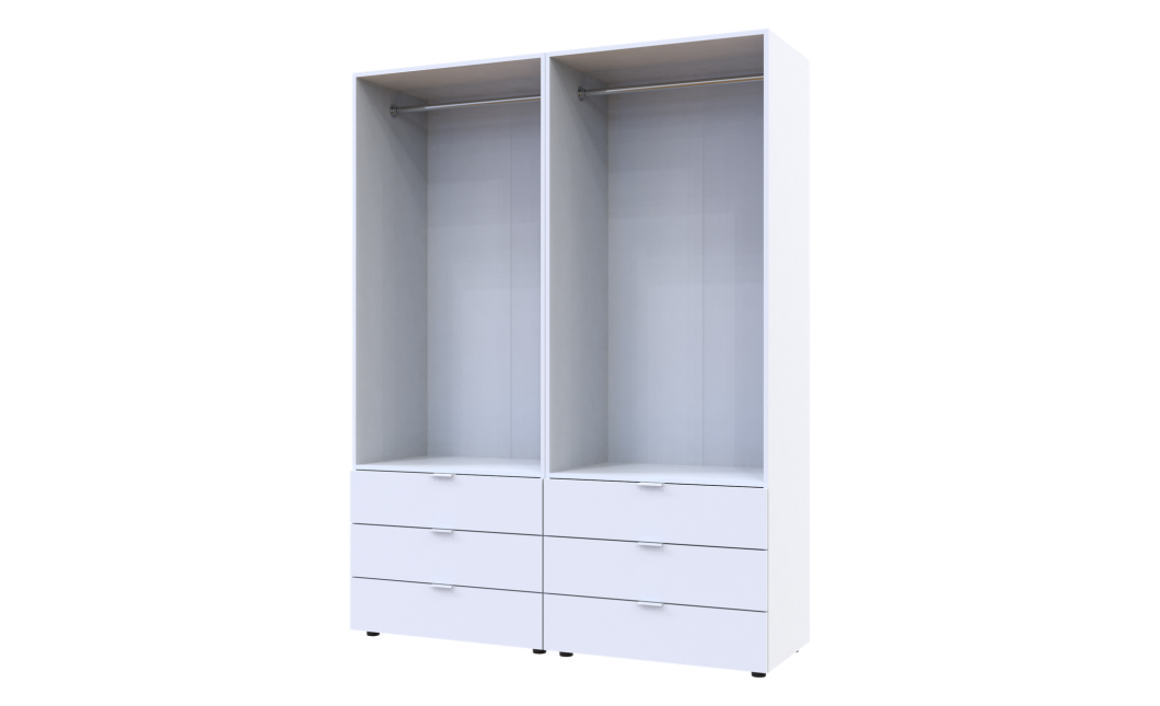 Nyílóajtós gardróbszekrény Doros Gelár szett Fehér 2+2 bútorlap 155x49.5x203.4 (42002117)