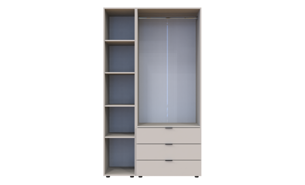 Nyílóajtós gardróbszekrény Doros Gelár kasmír 2 bútorlap / Tükör 116,5x49,5x203,4 (80737655)