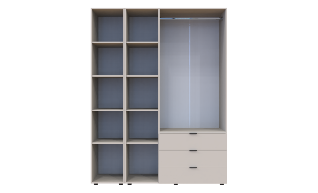 Nyílóajtós gardróbszekrény Doros Gelár kasmír 3 bútorlap / Tükör 155x49,5x203,4 (80737657)