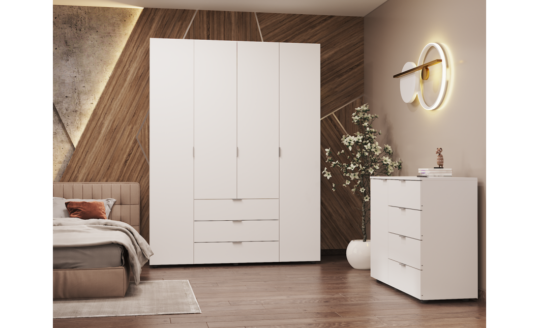 Nyílóajtós gardróbszekrény Doros Gelár Fehér 4 bútorlap 155x49,5x203,4 (80397642)
