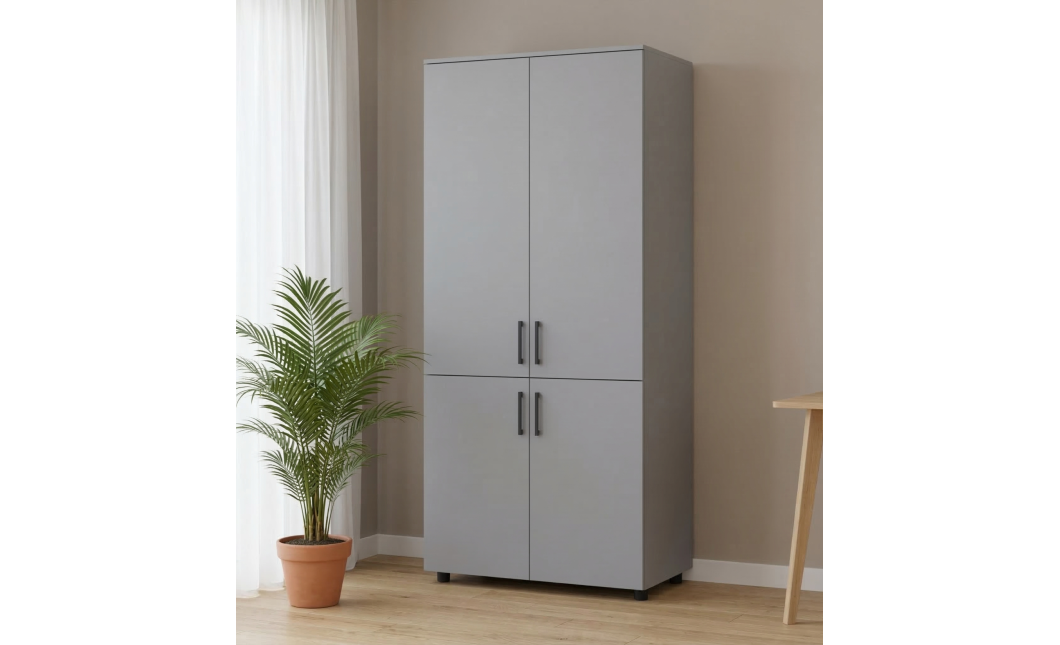 Nyílóajtós gardrobszekrény Doros Thorn Szürke 2 ajtó polcokkal 90x51,6x200 (44900440)