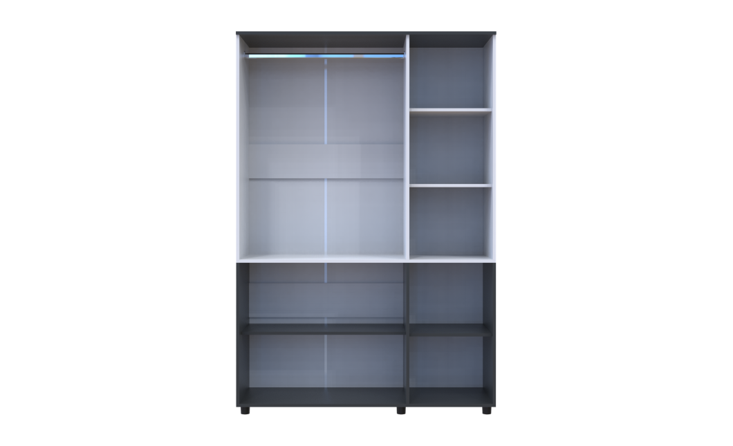 Nyílóajtós gardrobszekrény Doros Thorn Antracit/Fehér 3 ajtó vállfás 135x51,6x200 (44900515)