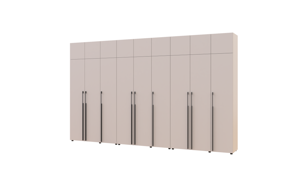 Gardróbszekrény fiókokkal, polcokkal és felsőszekrénnyel Doros Kasper Kasmír 3+3+3 ajtó 405x48x245 (42005736)