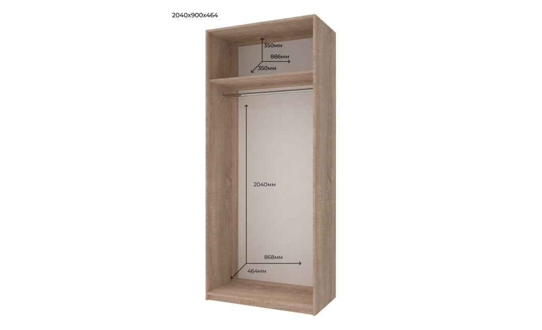 Nyílóajtós gardróbszekrény Doros Promo Sonoma tölgy 2+3 bútorlap 225x48x204 (42005003)