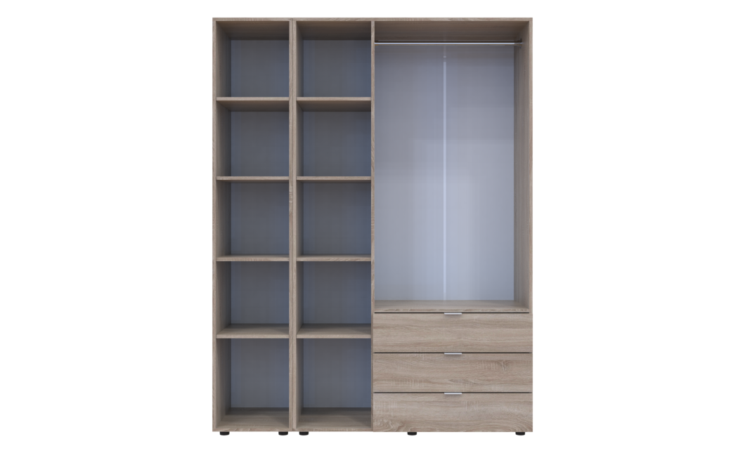 Nyílóajtós gardróbszekrény Doros Gelár Sonoma tölgy 3 bútorlap / Tükör 155x49,5x203,4 (42002159)