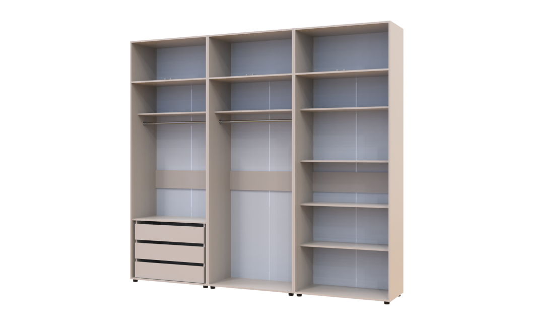 Gardróbszekrény fiókokkal, polcokkal és felsőszekrénnyel Doros Kasper Kasmír 2+2+2 ajtó 270x48x245 (42005732)