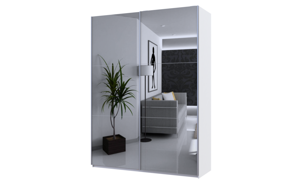 Tolóajtós gardróbszekrény Doros G-Caiser Fehér 2 Tükör 180x60x240 (42005019)