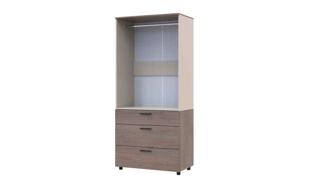 Nyílóajtós gardrobszekrény Doros Thorn Cremona Cannolo/Kasmír 2 ajtó/3 fiók vállfás 90x51,6x200 (44900453)
