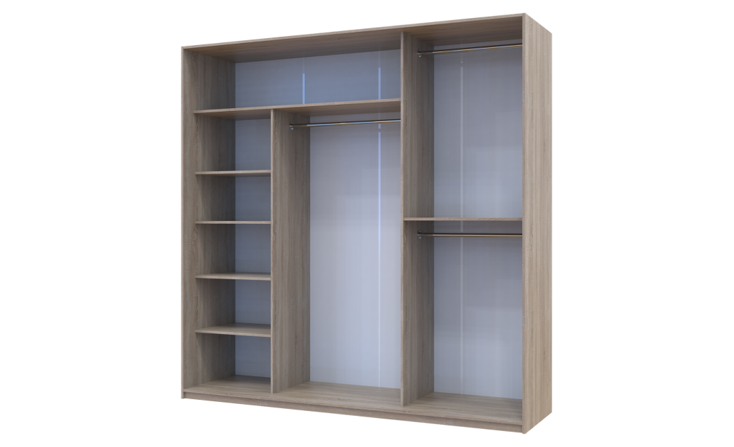 Tolóajtós gardróbszekrény Doros City light Sonoma tölgy 1 bútorlap / 2 tükör 225х60х225 (42002136)