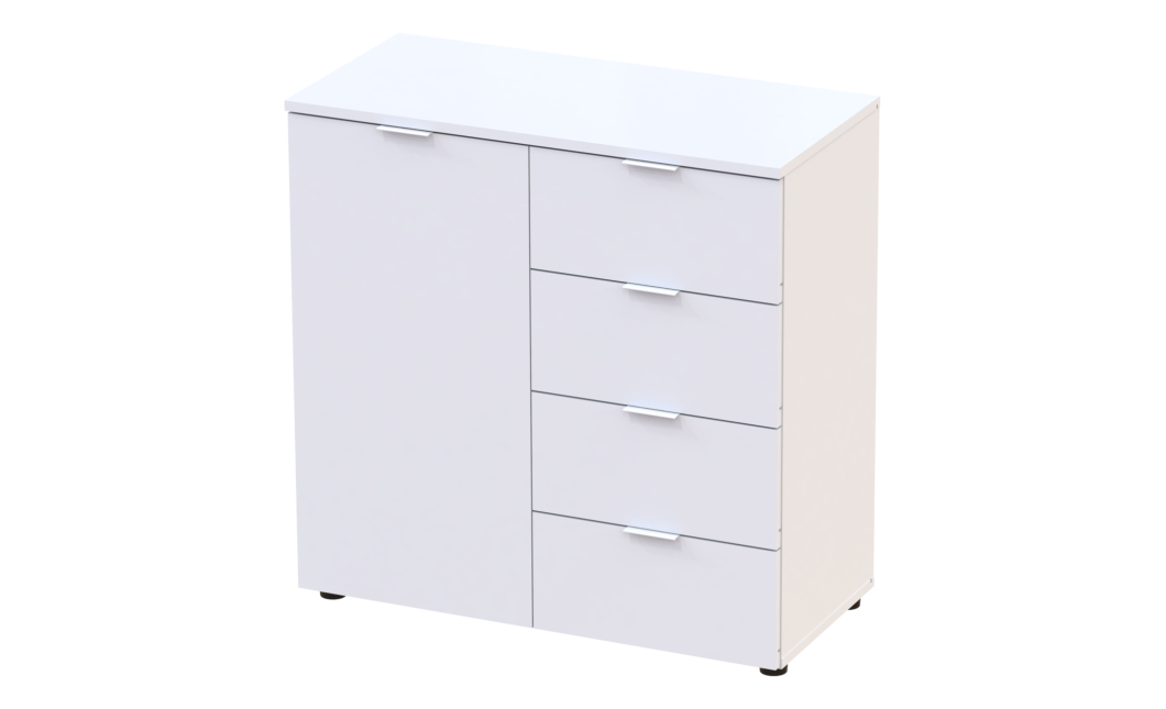 Komód Doros Ron 1 1 ajtó 4 Fiók Fehér 80x38x81 (41516005)