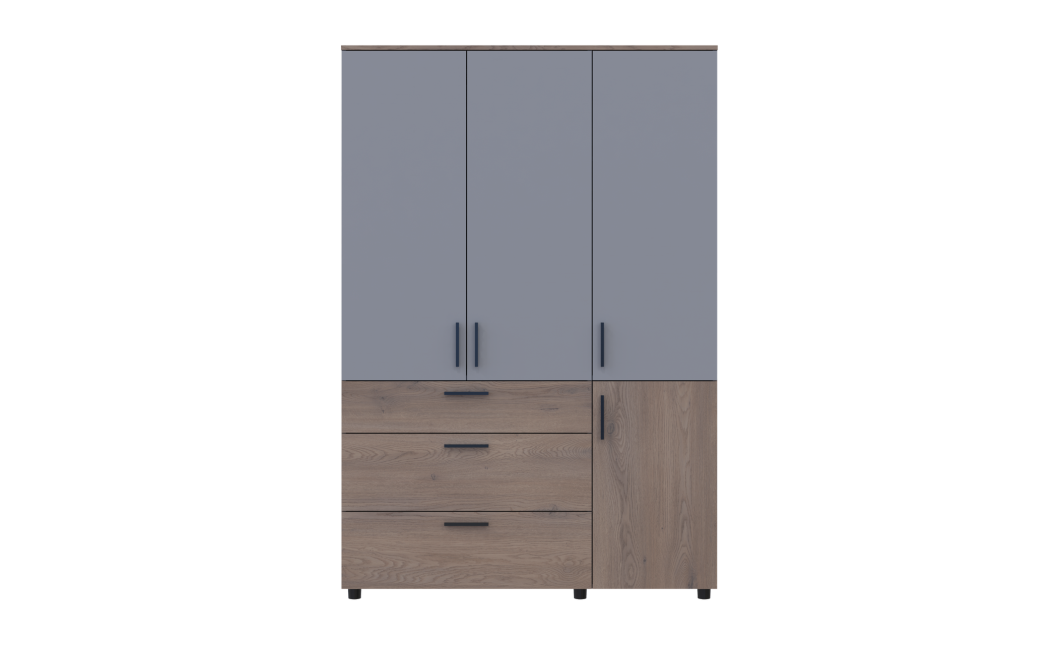 Nyílóajtós gardrobszekrény Doros Thorn Cremona Cannolo/Szürke 3 ajtó/3 fiók vállfás 135x51,6x200 (44900505)