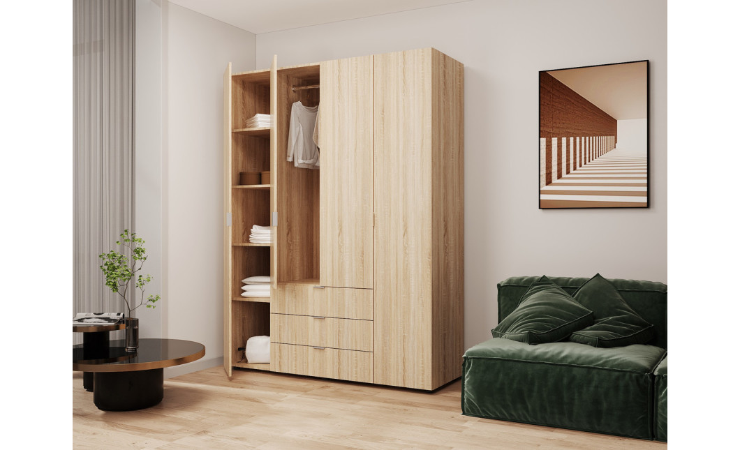 Nyílóajtós gardróbszekrény Doros Gelár Sonoma tölgy 4 bútorlap 155x49,5x203,4 (80397560)