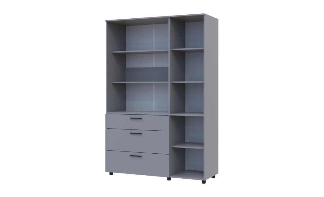 Nyílóajtós gardrobszekrény Doros Thorn Szürke 3 ajtó/3 fiók polcokkal 135x51,6x200 (44900490)