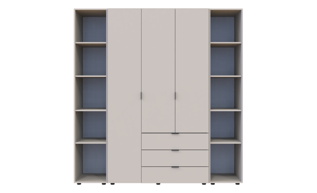 Nyílóajtós gardróbszekrény Doros Gelár 2 nyitott polccal kasmír 3 bútorlap 192,6x49,5x203,4 (80737646)