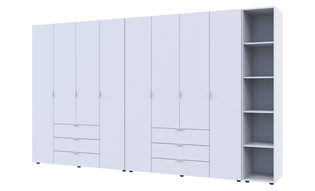Gardróbszekrény szett Doros Gelár nyitott polccal Fehér 4+4 bútorlap 348,2x49,5x203,4 (42005040)
