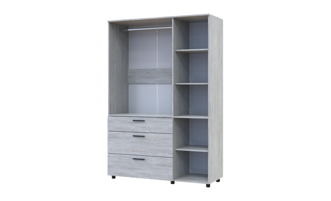 Nyílóajtós gardrobszekrény Doros Thorn Natti Lúcc 3 ajtó/3 fiók vállfás 135x51,6x200 (44900481)