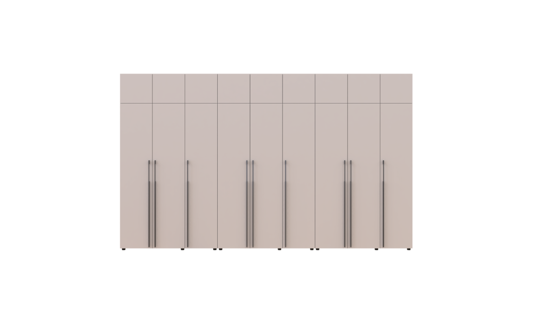 Gardróbszekrény fiókokkal, polcokkal és felsőszekrénnyel Doros Kasper Kasmír 3+3+3 ajtó 405x48x245 (42005736)