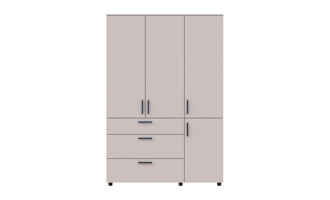 Nyílóajtós gardrobszekrény Doros Thorn Kasmír 3 ajtó/3 fiók polcokkal 135x51,6x200 (44900498)