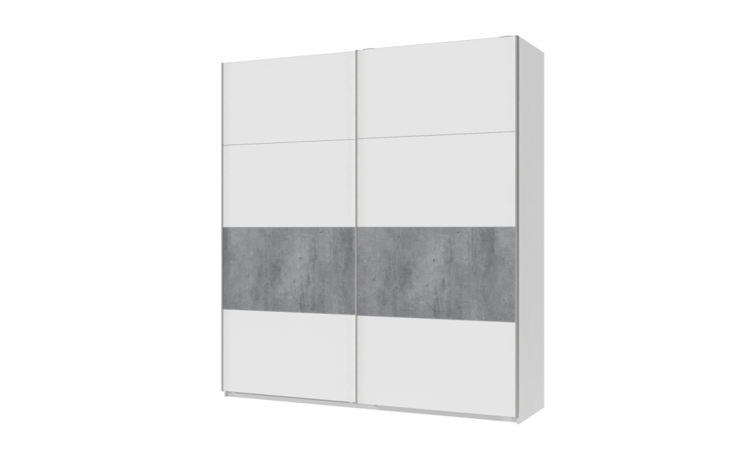 Tolóajtós gardróbszekrény Doros G-Caiser Fehér /  Beton 2 bútorlap 4 rész 220x60x240 (42003004)