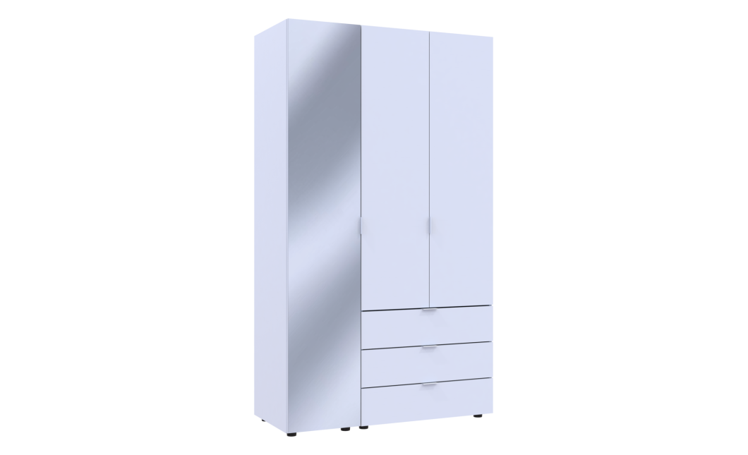 Nyílóajtós gardróbszekrény Doros Gelár Fehér 2 bútorlap / Tükör 116,5x49,5x203,4 (42002154)