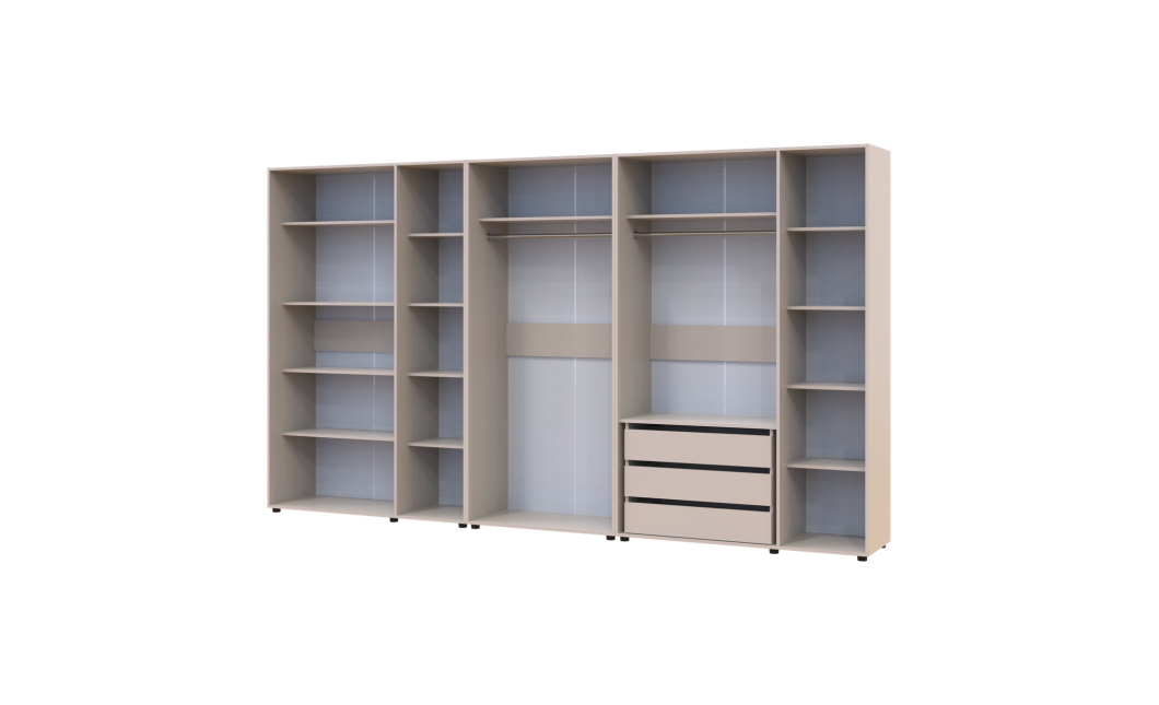 Gardróbszekrény polcokkal és fiókokkal Doros Kasper Kasmír 3+2+3 ajtó 360x48x204 (42005742)