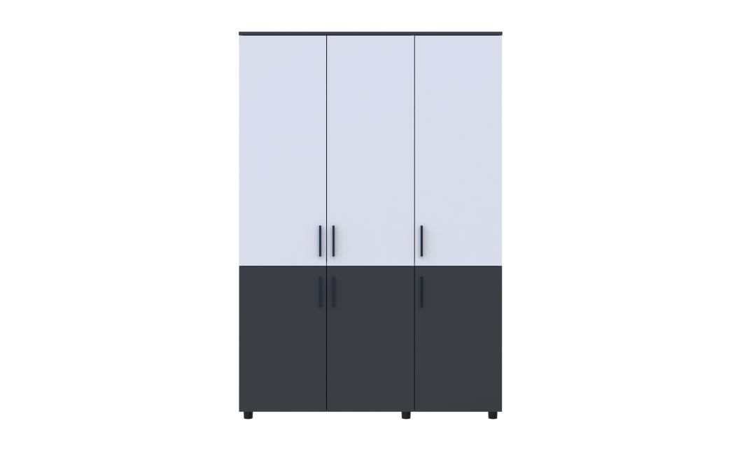 Nyílóajtós gardrobszekrény Doros Thorn Antracit/Fehér 3 ajtó polcokkal 135x51,6x200 (44900516)