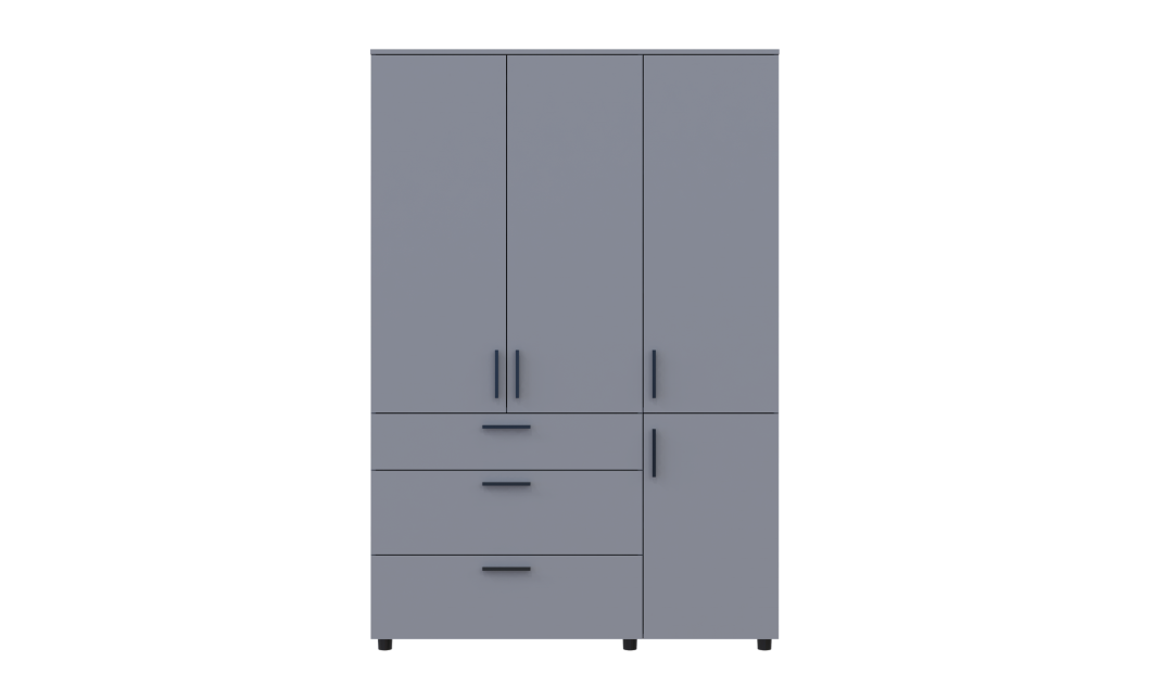 Nyílóajtós gardrobszekrény Doros Thorn Szürke 3 ajtó/3 fiók polcokkal 135x51,6x200 (44900490)
