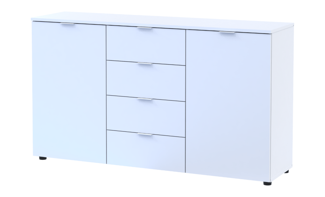 Komód Doros Ron 5 Fehér 2 bútorlap 4 Fiók 140x38x81 (44900223)