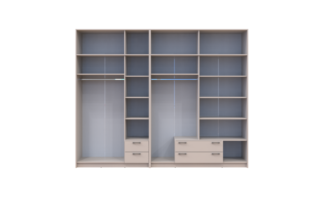 Nyílóajtós gardrobszekrény Doros Rondi felsőszekrénnyel Kasmír 3+4 ajtós 281х52х236 (42005636)
