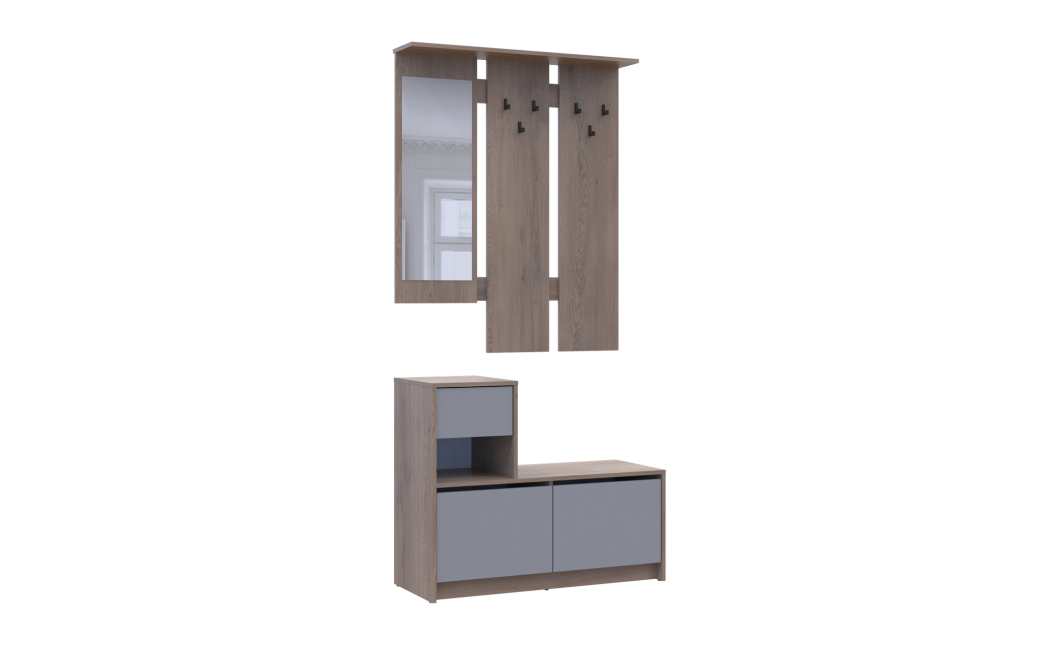 Előszoba Doros Bela Cremona Cannolo/Grey 1 Bútorlap / 1 tükör 100x40x210 (44900413)