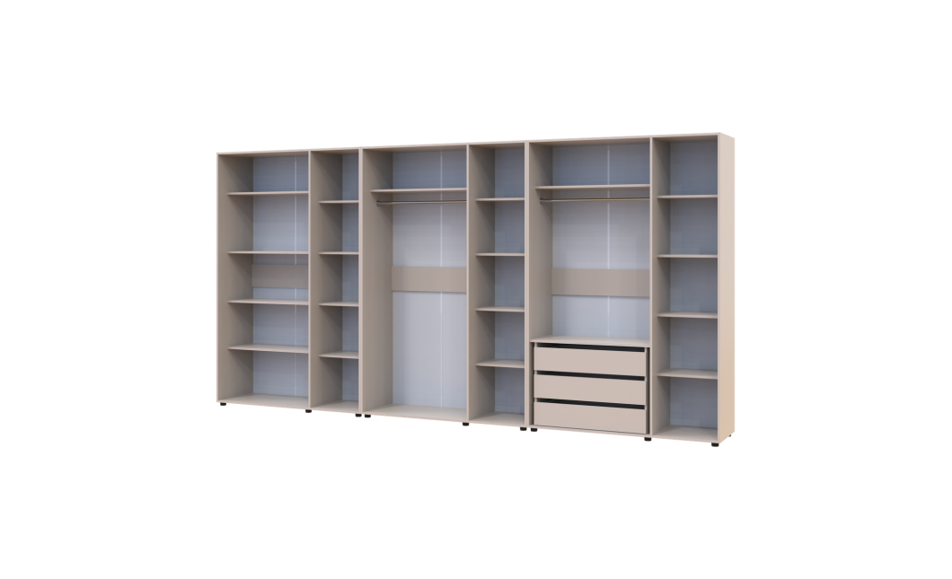 Gardróbszekrény polcokkal és fiókokkal Doros Kasper Kasmír 3+3+3 ajtó 405x48x204 (42005734)