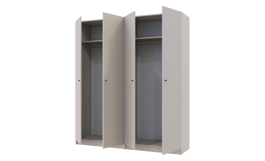 Nyílóajtós gardróbszekrény Doros Promo kasmír 2+2 bútorlap 180x48x204 (80737672)