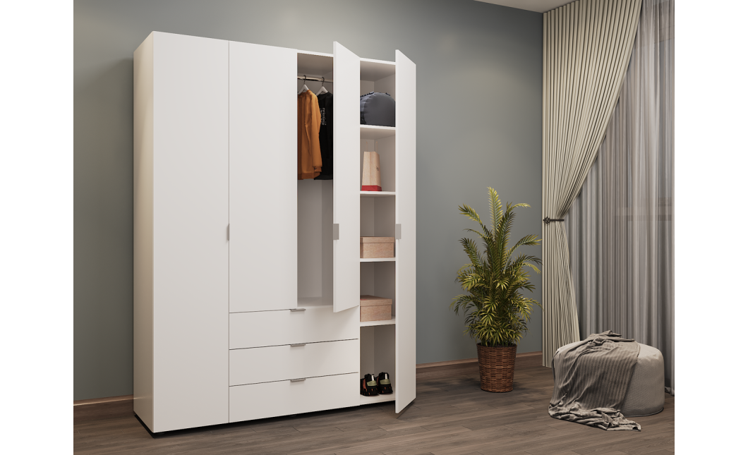 Nyílóajtós gardróbszekrény Doros Gelár Fehér 4 bútorlap 155x49,5x203,4 (80397642)